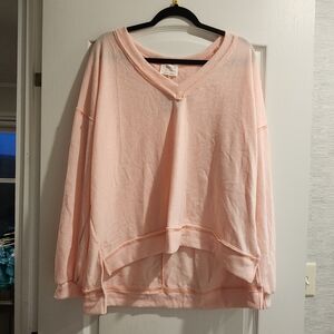 Fantastic Fawn Shimmering Light Pink V-Neck Shirts Size L BNWT